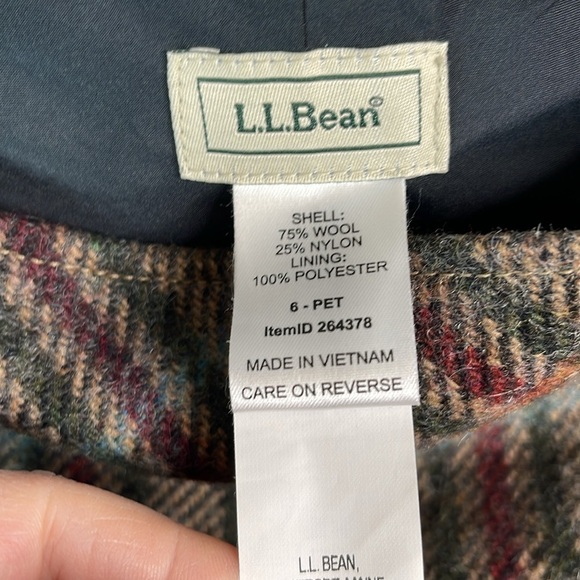 L.L.Bean Favourite Fit Skirt Wool Blend Weave Plaid Tartan Brown Tan Burgundy 6P - Picture 8 of 11